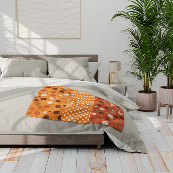 Large Warm Color Polka Dots Arctic Fleece Throw Blanket