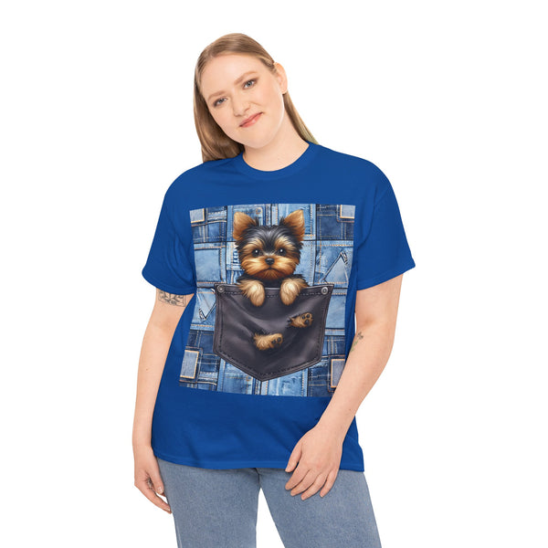 "Denim Dog Patch" Plus Size Women Heavy Cotton Tee T-shirt