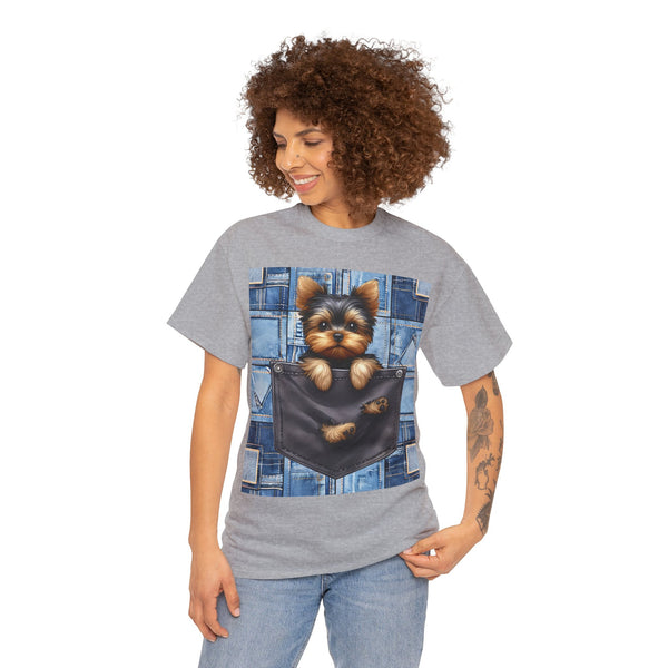 "Denim Dog Patch" Plus Size Women Heavy Cotton Tee T-shirt