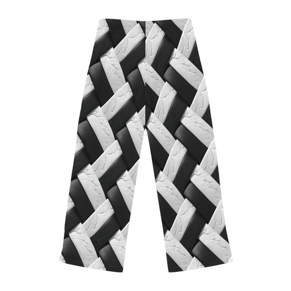 Black/White Plat Pattern Women's Pajama Sleepwear Pants