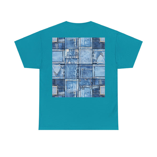 "Denim Dog Patch" Plus Size Women Heavy Cotton Tee T-shirt