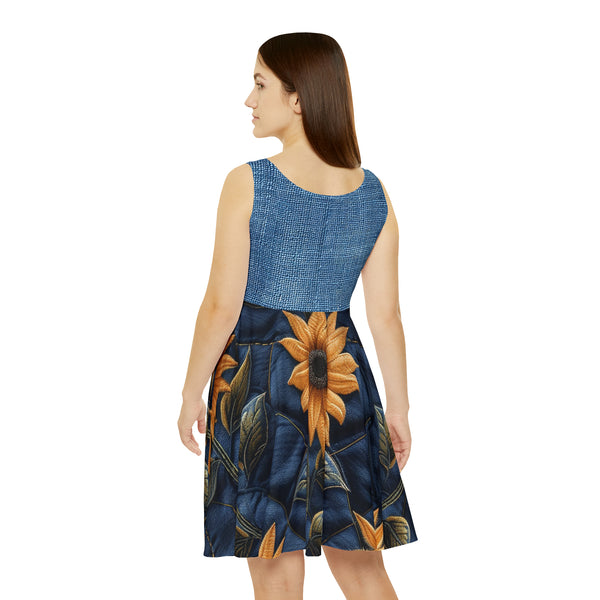 Denim Sunflower Women's Skater Dress