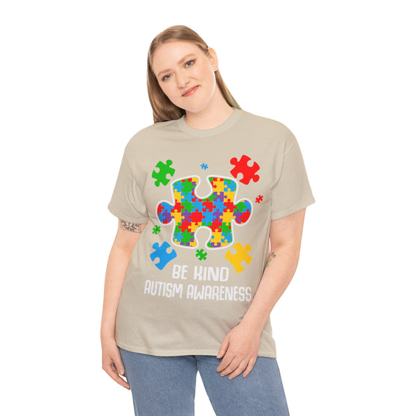 Autism Awareness "Be Kind" Plus Size Women Heavy Cotton Tee