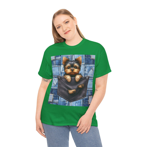 "Denim Dog Patch" Plus Size Women Heavy Cotton Tee T-shirt