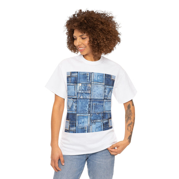 "Denim Patch" Plus Size Women Heavy Cotton Tee