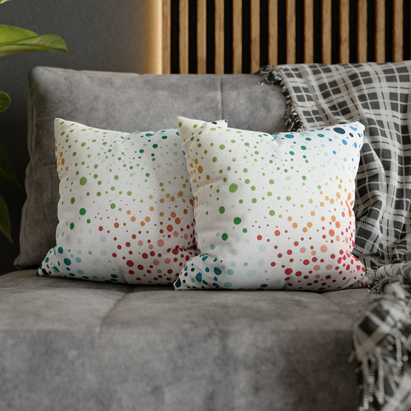 White Polka Dots Spun Polyester Square Pillowcase