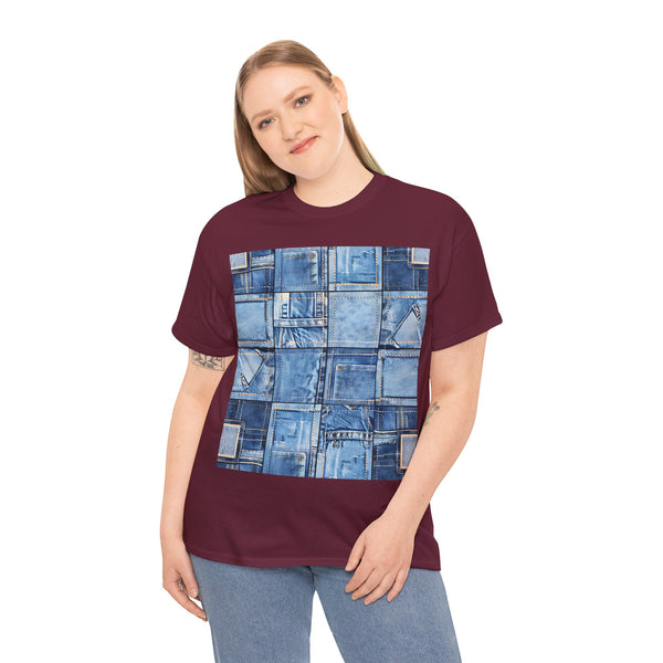 "Denim Patch" Plus Size Women Heavy Cotton Tee