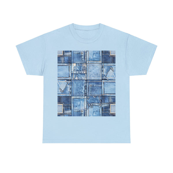 "Denim Patch" Plus Size Women Heavy Cotton Tee