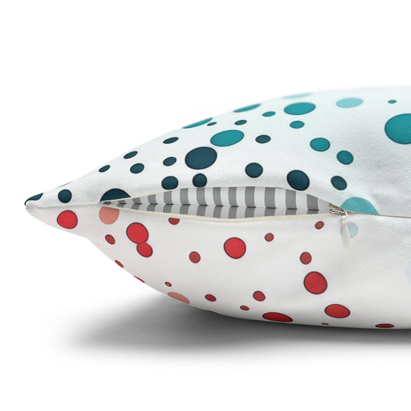 White Polka Dots Spun Polyester Square Pillowcase