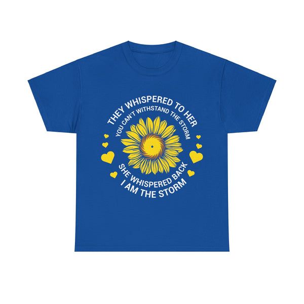 "They Whispered To Her" Woman Crewneck T-Shirt: Focus on the Good - Unisex Heavy Cotton Tee
