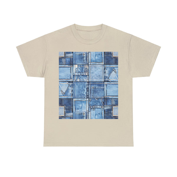 "Denim Patch" Plus Size Women Heavy Cotton Tee