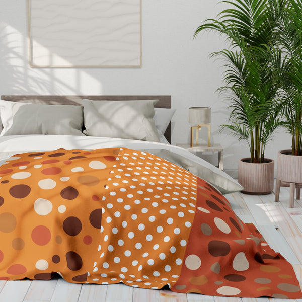Large Warm Color Polka Dots Arctic Fleece Throw Blanket