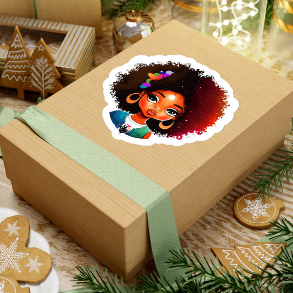 Afro-haired Girl Kiss-Cut Stickers