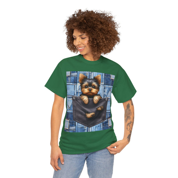 "Denim Dog Patch" Plus Size Women Heavy Cotton Tee T-shirt