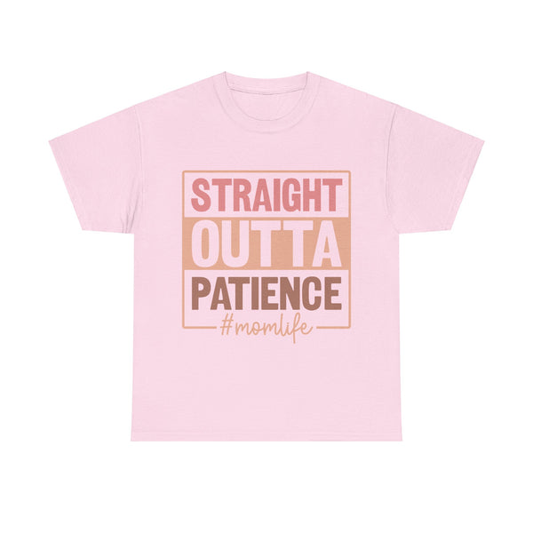 "Straight Outta Patience - Mom Life" Plus Size Women Heavy Cotton Tee T-Shirt