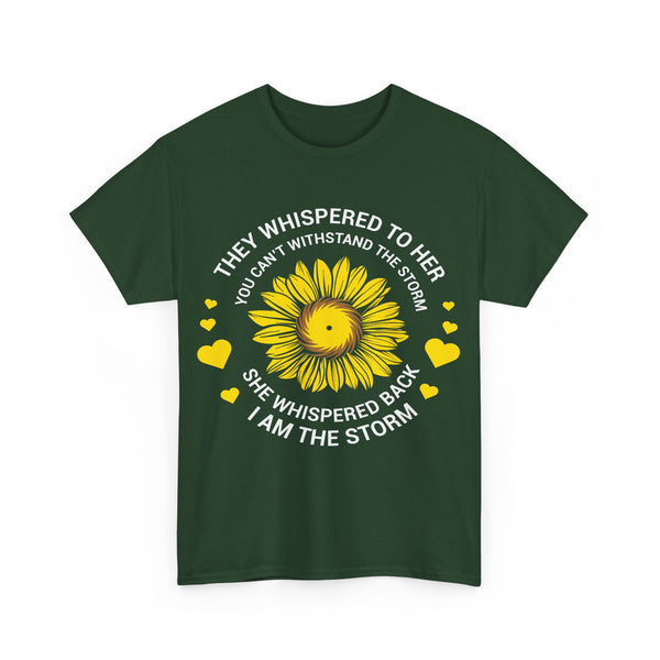 "They Whispered To Her" Woman Crewneck T-Shirt: Focus on the Good - Unisex Heavy Cotton Tee