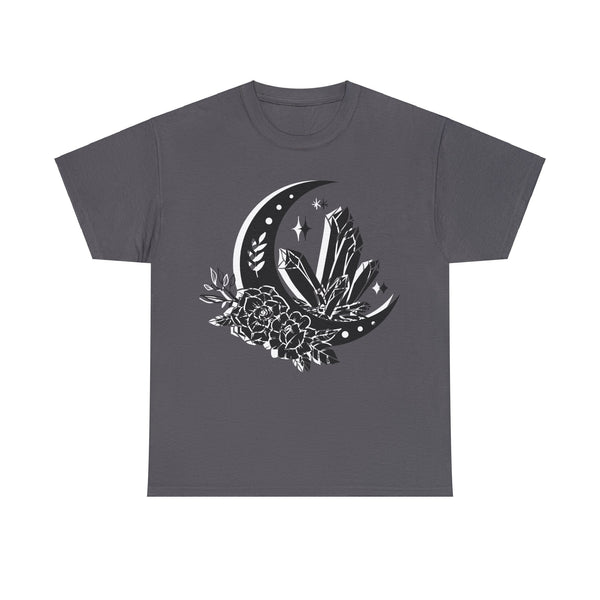"Crystal, Flowers & Moon" Plus Size Women Heavy Cotton Tee T-shirt