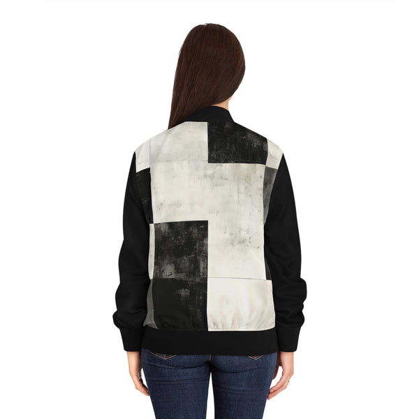 Black & White Checkered Women's Bomber Jacket