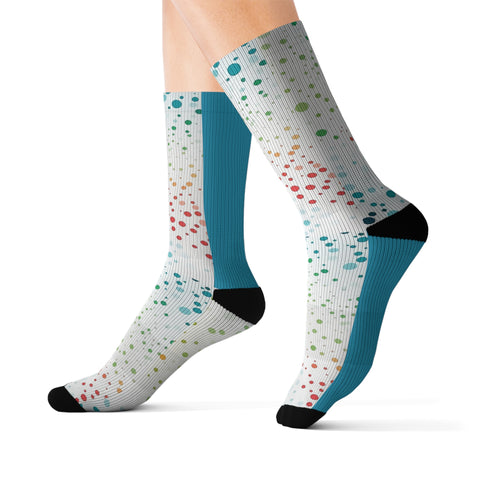Teal/White Polka Dots Sublimation Woman Socks