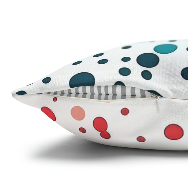 White Polka Dots Spun Polyester Square Pillowcase