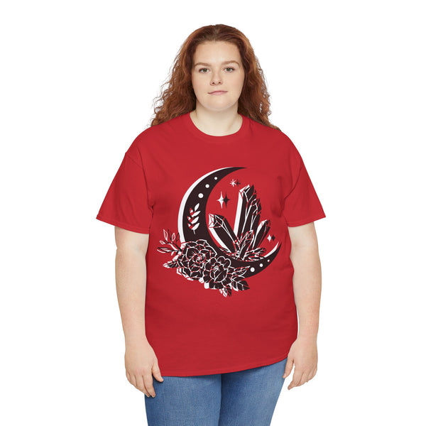 "Crystal, Flowers & Moon" Plus Size Women Heavy Cotton Tee T-shirt