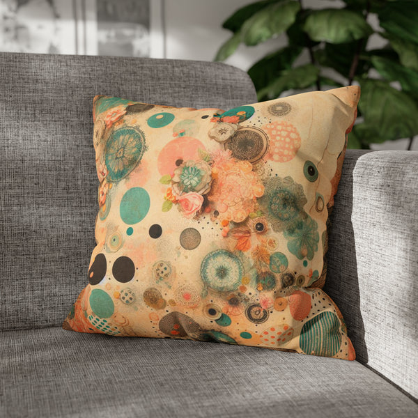 Vintage Polka Dots Spun Polyester Square Pillowcase