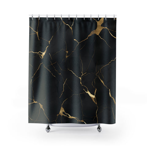 Black & Gold Marble Shower Curtains