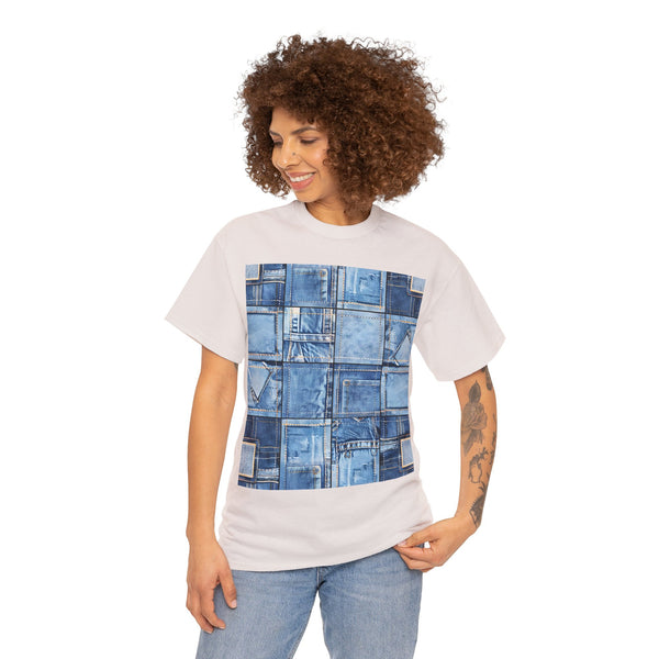 "Denim Patch" Plus Size Women Heavy Cotton Tee