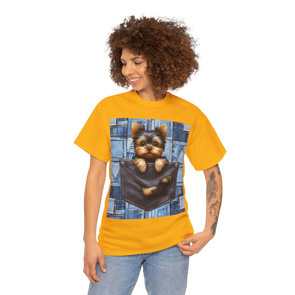 "Denim Dog Patch" Plus Size Women Heavy Cotton Tee T-shirt