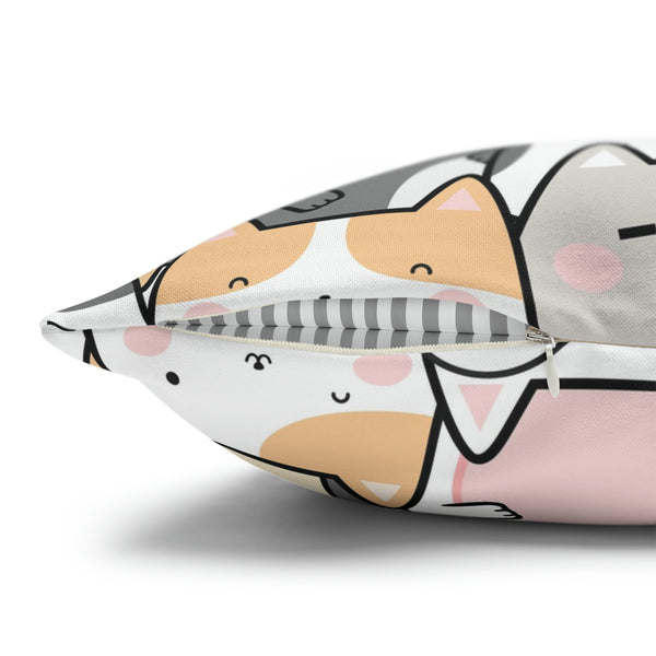 Cat Group Spun Polyester Square Pillowcase