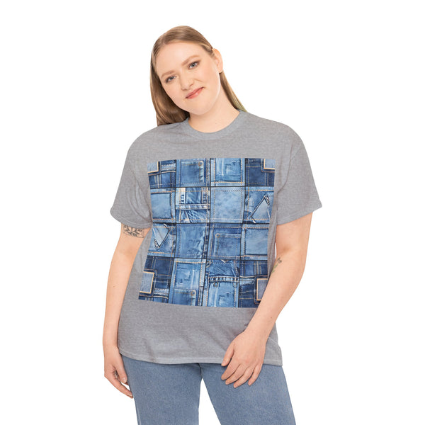 "Denim Patch" Plus Size Women Heavy Cotton Tee