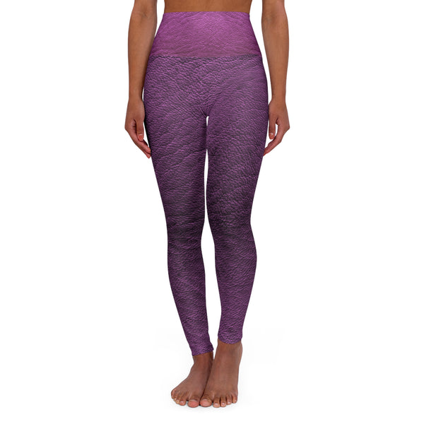 Purple Faux Leather High Waisted Yoga Leggings