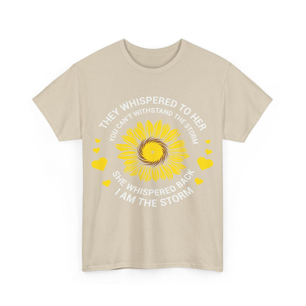 "They Whispered To Her" Woman Crewneck T-Shirt: Focus on the Good - Unisex Heavy Cotton Tee