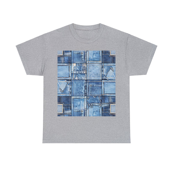 "Denim Patch" Plus Size Women Heavy Cotton Tee