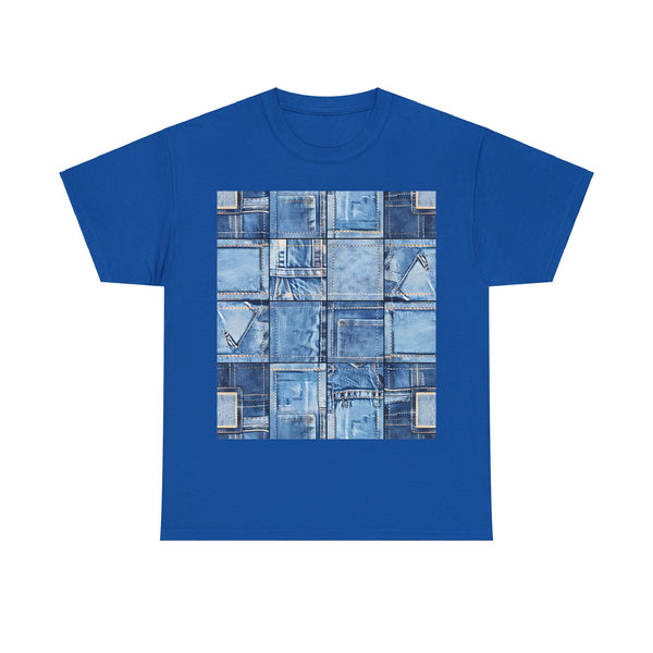 "Denim Patch" Plus Size Women Heavy Cotton Tee