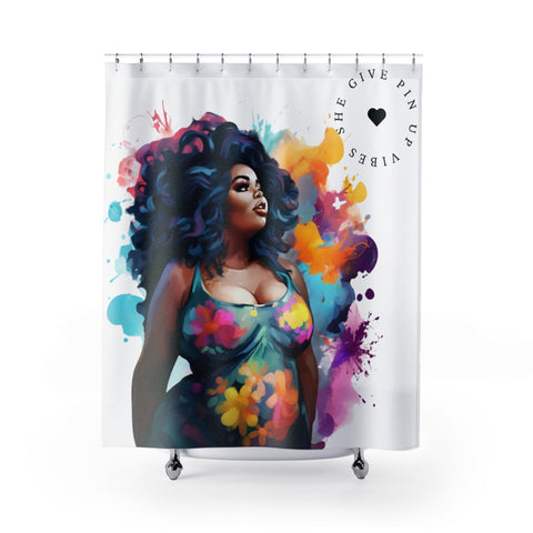 BBW LOVE "She Gives Pin Up Vibes" Shower Curtains