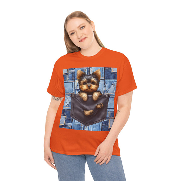 "Denim Dog Patch" Plus Size Women Heavy Cotton Tee T-shirt
