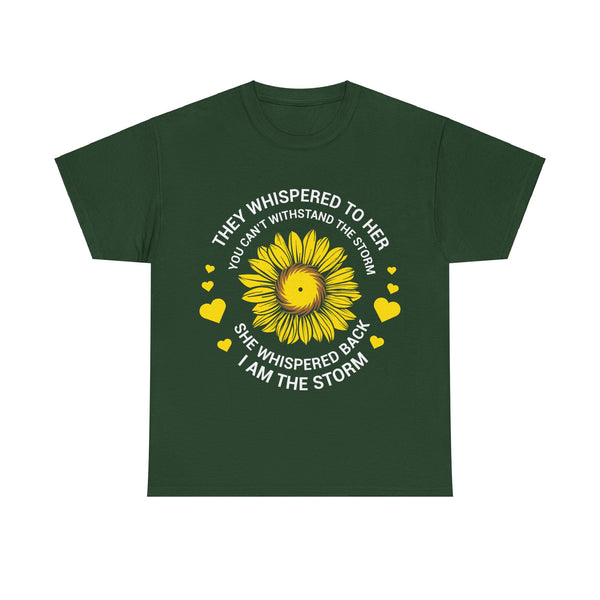 "They Whispered To Her" Woman Crewneck T-Shirt: Focus on the Good - Unisex Heavy Cotton Tee