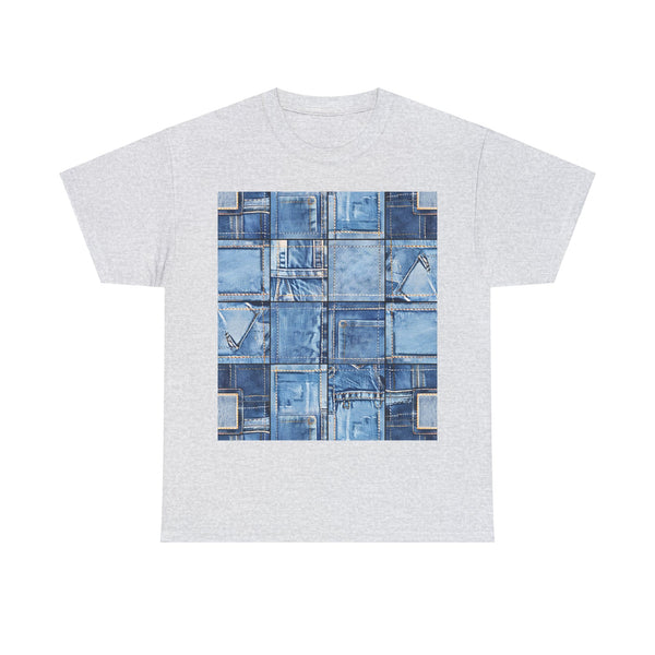 "Denim Patch" Plus Size Women Heavy Cotton Tee