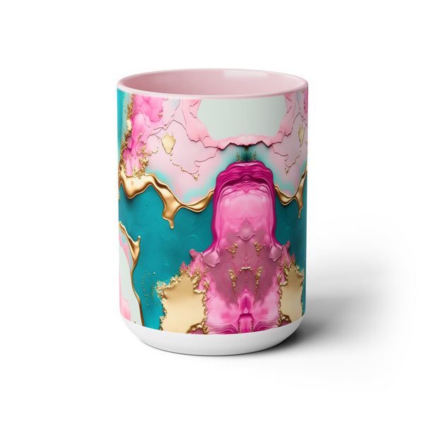 Marble Pink & Gold  Mother's Day Two-Tone Coffee Mugs Cup, 15oz