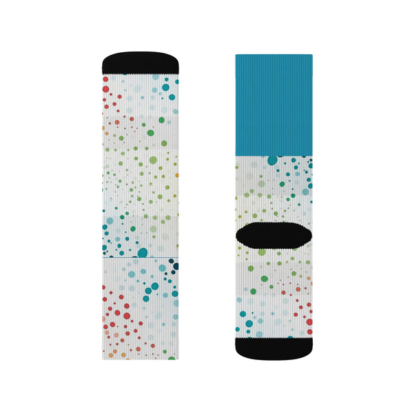 Teal/White Polka Dots Sublimation Woman Socks