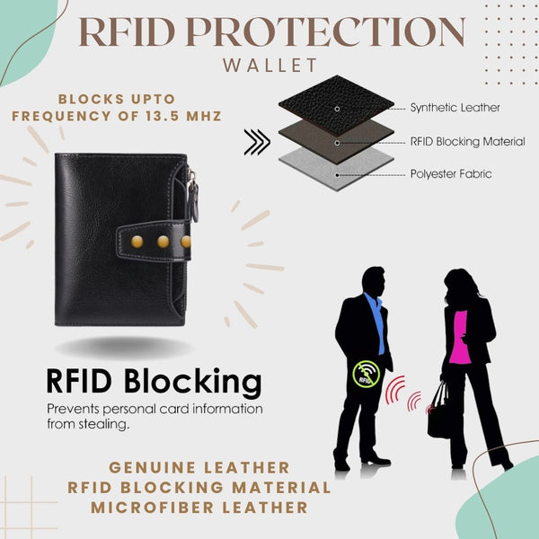 Women's RFID Mini Soft Leather Bifold Wallet With ID Window Card Sleeve Coin Purse
