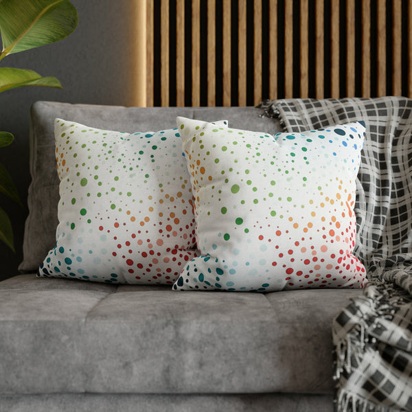 White Polka Dots Spun Polyester Square Pillowcase