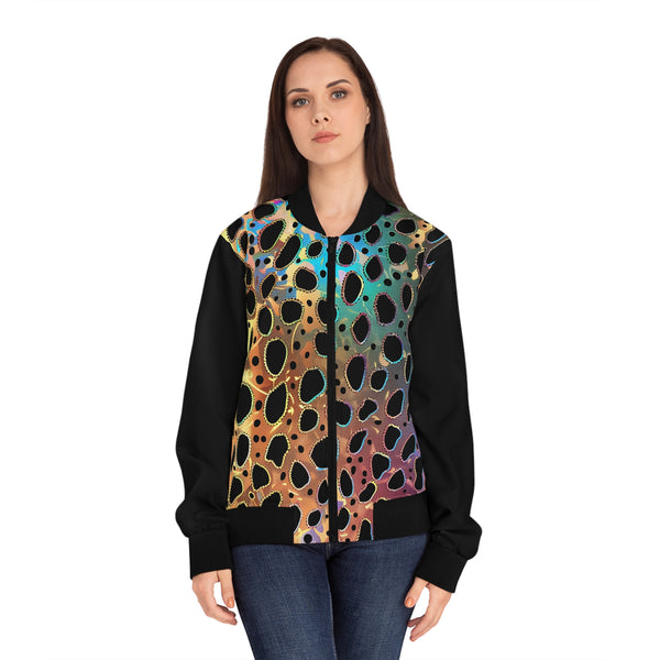 Leopard Gold Women's Bomber Jacket