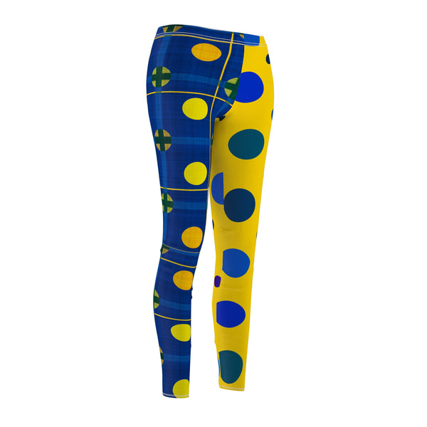 Blue & Yellow Women's Cut & Sew Casual Leggings