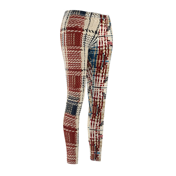 Knitted Scottish Tartan Plaid Women's Cut & Sew Casual Leggings
