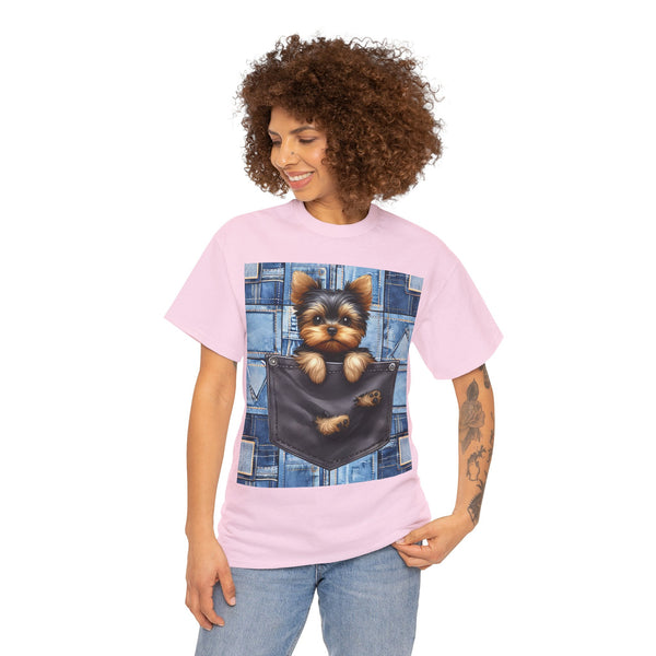 "Denim Dog Patch" Plus Size Women Heavy Cotton Tee T-shirt