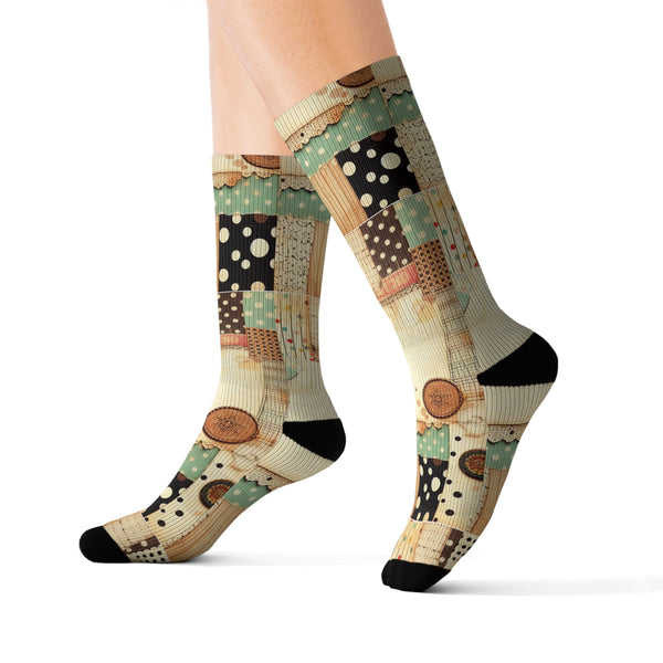 Vintage Polka Dots Sublimation Woman Socks