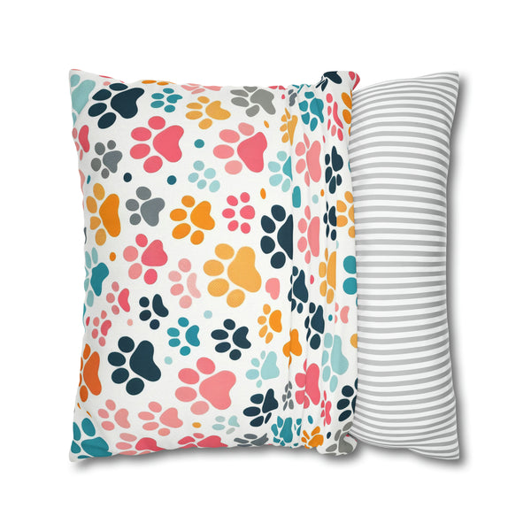 Dog Paw Print Spun Polyester Square Pillowcase