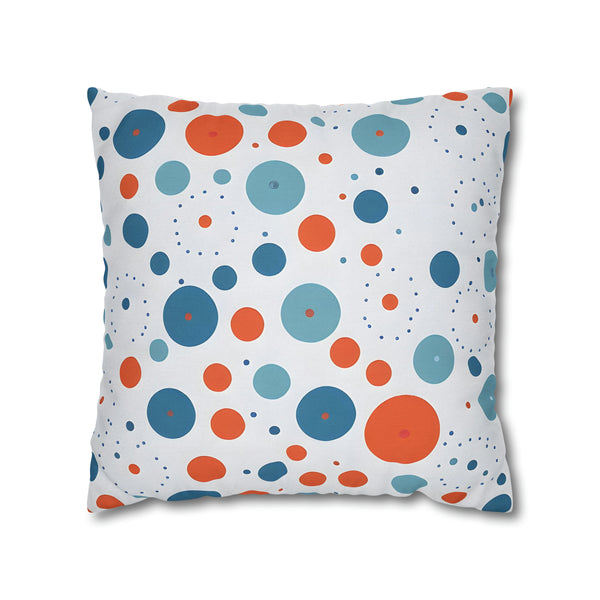 Blue/Orange Polka Dots Spun Polyester Square Pillowcase